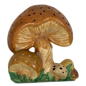 1970s Hand-Painted Decorative Groovy Mushroom Plaster Chalkware Wall Decor